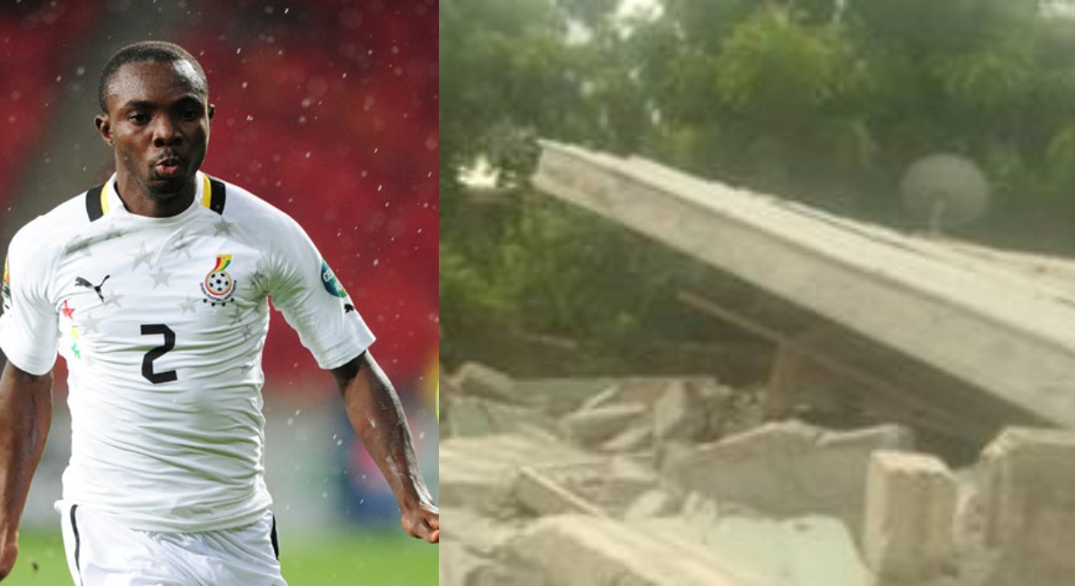 In Kasoa, land guards destroy the former Black Stars defender’s building project.