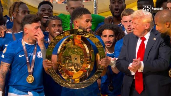 Donald Trump crashes Chelsea’s Club World Cup trophy photo