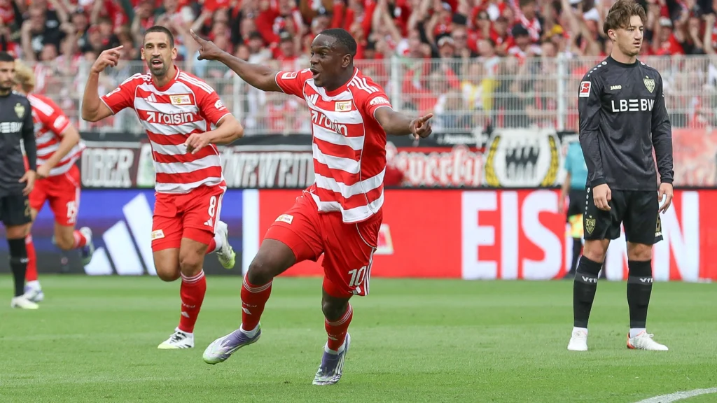 Ilyas Ansah, a German-Ghanaian striker, scores as Union Berlin loses to Hoffenheim.