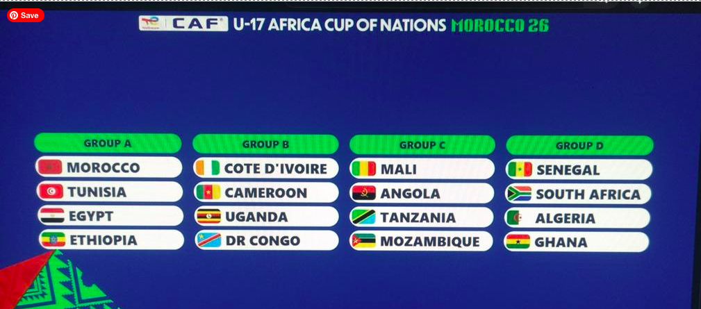 Ghana Drawn in Tough Group D for 2026 U-17 AFCON